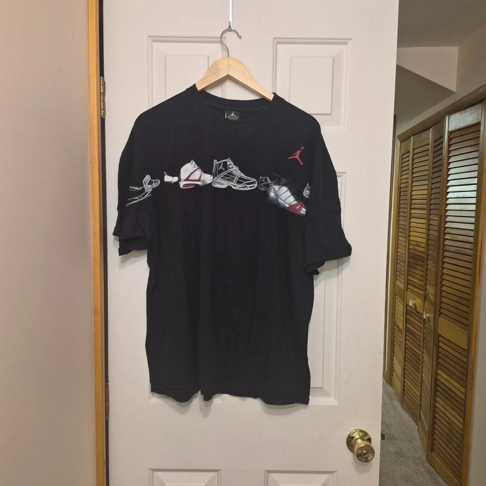 Jordan Mens Black Graphic Sneaker Jumpman Logo T-Shirt XL Vintage Streetwear